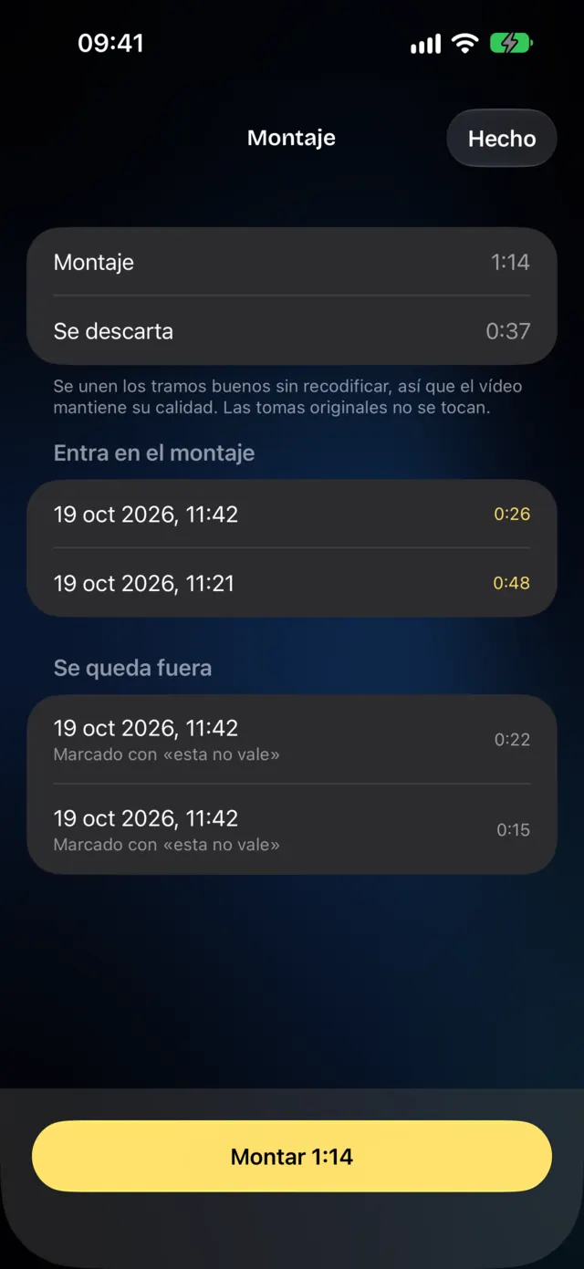 Montaje de tomas en LOIGO.